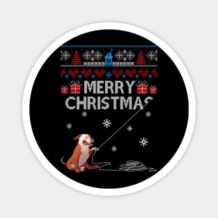 Merry Christmas Funny Naughty Pitbull Magnet